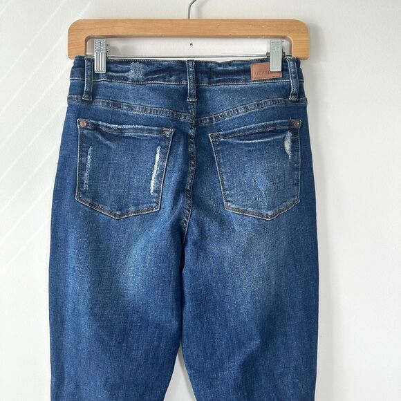 Judy Blue Jeans Women’s 3/26 Distressed Boyfriend Fit Stretch Dark Wash EUC - Picture 4 of 7